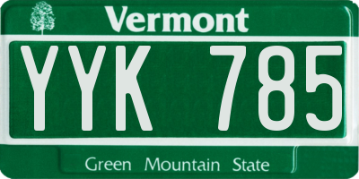 VT license plate YYK785