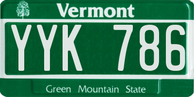 VT license plate YYK786