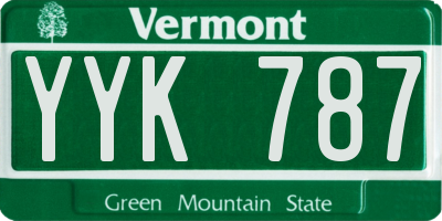 VT license plate YYK787