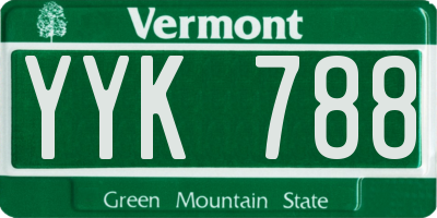 VT license plate YYK788