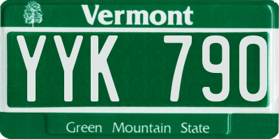 VT license plate YYK790