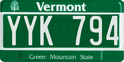 VT license plate YYK794