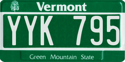VT license plate YYK795