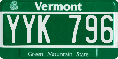 VT license plate YYK796