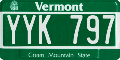 VT license plate YYK797
