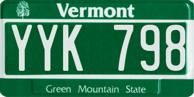 VT license plate YYK798