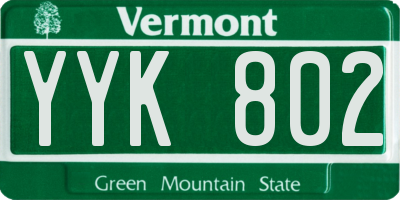VT license plate YYK802