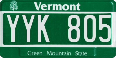 VT license plate YYK805