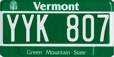 VT license plate YYK807