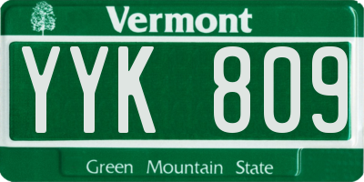 VT license plate YYK809