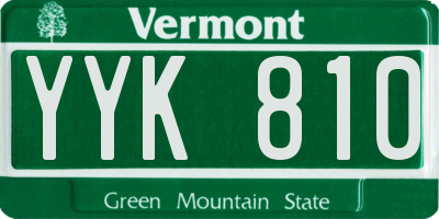 VT license plate YYK810