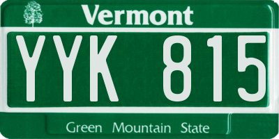 VT license plate YYK815