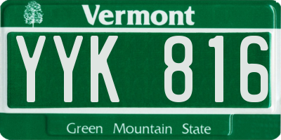 VT license plate YYK816