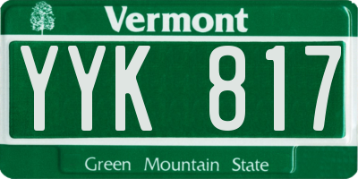 VT license plate YYK817