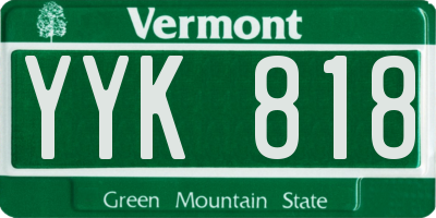VT license plate YYK818