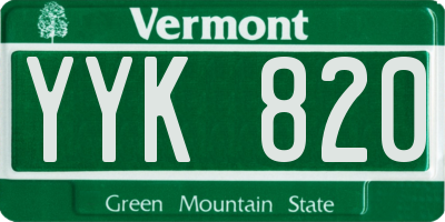 VT license plate YYK820