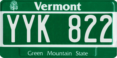 VT license plate YYK822