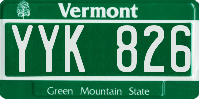 VT license plate YYK826