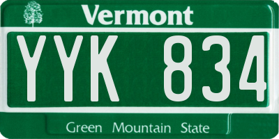 VT license plate YYK834