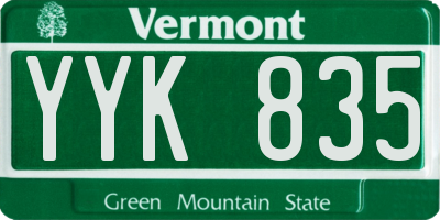 VT license plate YYK835