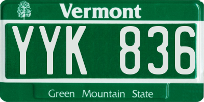 VT license plate YYK836