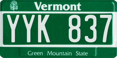 VT license plate YYK837