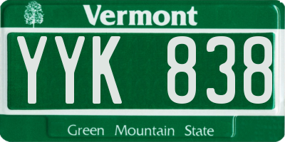 VT license plate YYK838