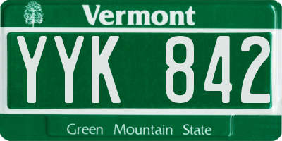 VT license plate YYK842