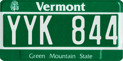 VT license plate YYK844