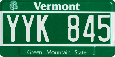 VT license plate YYK845