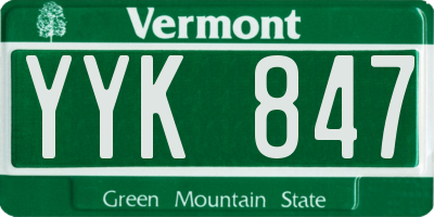 VT license plate YYK847