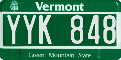 VT license plate YYK848