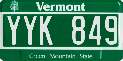 VT license plate YYK849