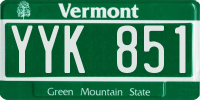VT license plate YYK851
