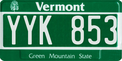 VT license plate YYK853