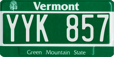 VT license plate YYK857