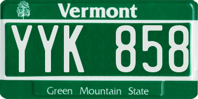 VT license plate YYK858