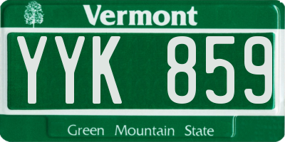 VT license plate YYK859