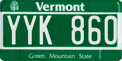 VT license plate YYK860