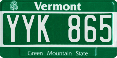 VT license plate YYK865
