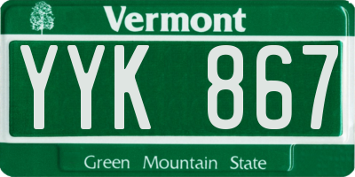 VT license plate YYK867