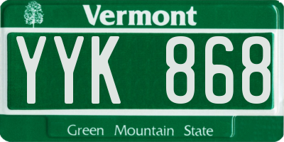 VT license plate YYK868