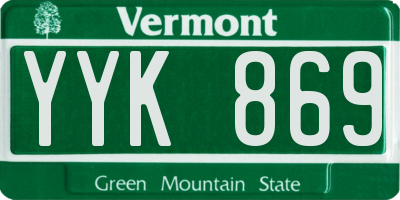 VT license plate YYK869