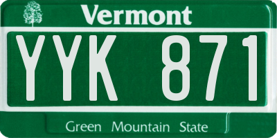 VT license plate YYK871