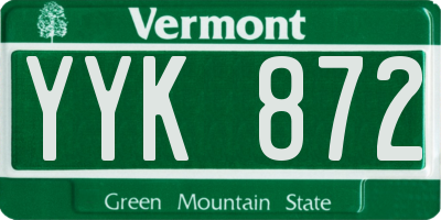 VT license plate YYK872