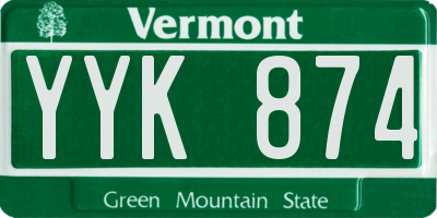 VT license plate YYK874