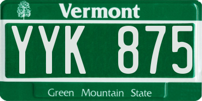 VT license plate YYK875