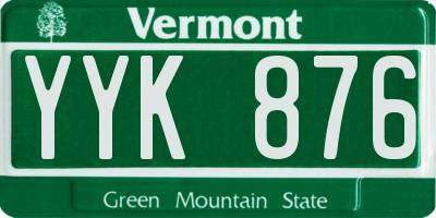 VT license plate YYK876