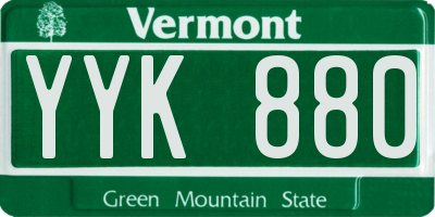 VT license plate YYK880