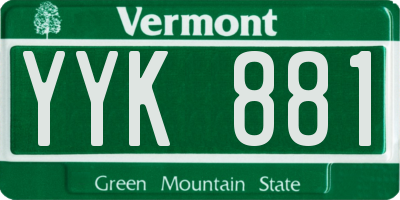 VT license plate YYK881